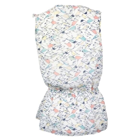 LC Lauren Conrad Bird Print Ruffled Sleeveless Blouse with Elastic Waist Small - Picture 4 of 12